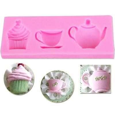 Teekanne Tasse Eiscreme Form Styling Kuchen Dekoration Backwerkzeuge Schokolade Süßigkeiten Silikon Kuchenform M
