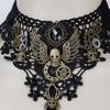 Dark Gothic Punk Skull Lace Necklace