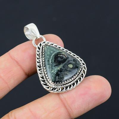 Pear Kambaba Jasper Stone Sterling Silver Birthday Daughter Boho Pendant Jewelry