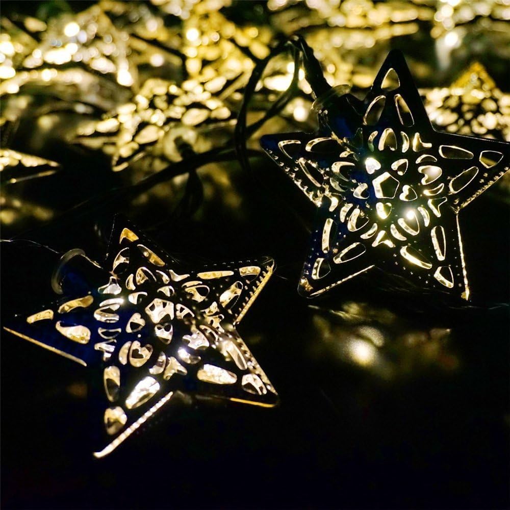 Hann Solar LED Star String Lights 12ft 20LED Decoration Light for Garden, Yard, Home, Landscape Festival Halloween Christmas Party Wedding Tree (20
