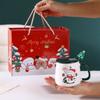 Cute Christmas Ceramic Cup with Lid and Spoon Cartoon Christmas Tree Coffee High-value Mug Souvenir Christmas Children's Gift