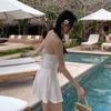New Skirt Swimsuit Women's Conservative One-piece Belly Cover and Thin Chest Hanging Neck Ins Vacation Swimsuit
