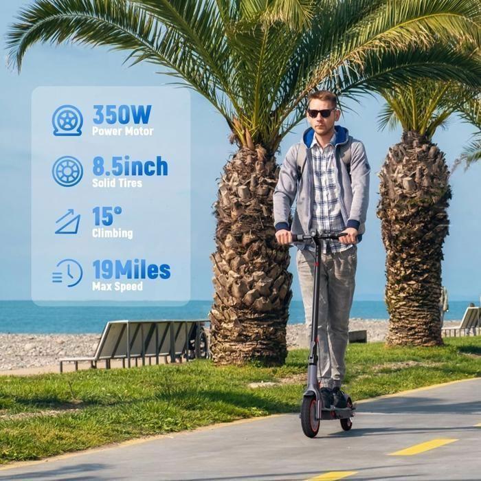 T4 PRO - Trottinette Électrique Pliable - 8,5 Pouces - Moteur 350W - Batterie 36V 10,4Ah - Autonomie Max 30km/h - Bluetooth - Noir.
