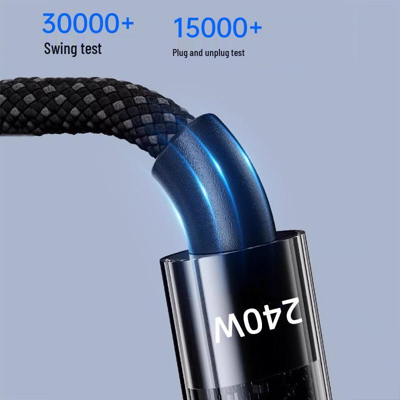 240W Transparent Super Fast Type-C Charging Cable for Huawei, Vivo, Oppo, Honor 6A