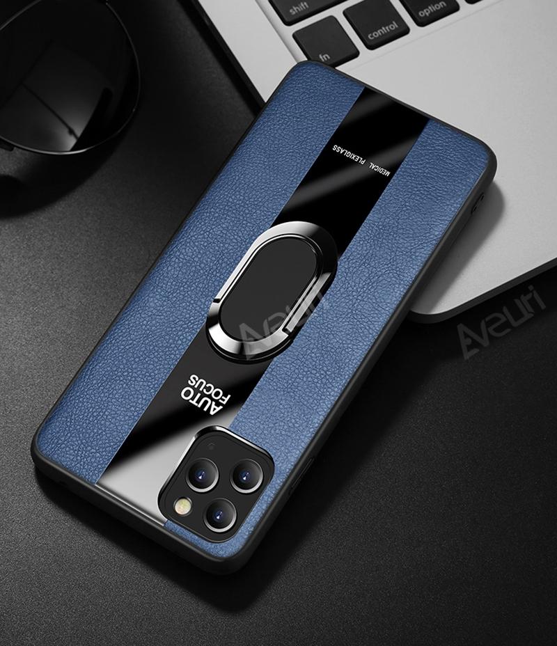 Luxury Leather Phone Case For iPhone 6 6s 7 8 Plus SE 2020 Ring Holder Cover For iPhone 12 Mini 11 13 Pro Max X XR XS Max Case