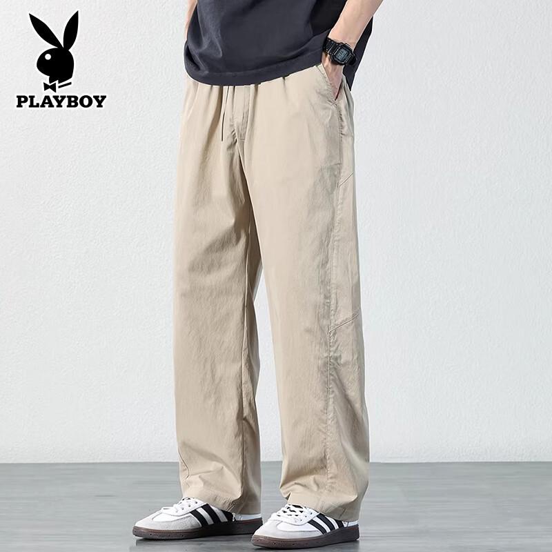 PLAYBOY Men s Ice Silk Loose Straight Leg Cargo Pants M