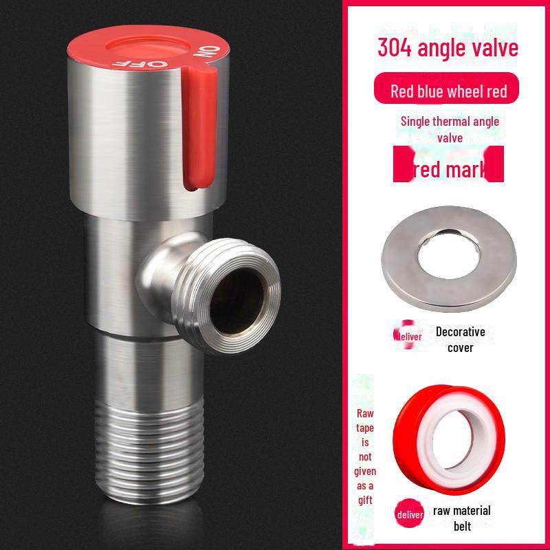 All-Copper Triangular 4-Point Valve: 304 Stainless Steel, Hot/Cold Water Heater, Three-Way Inlet, Dual Outlet Stop Valve