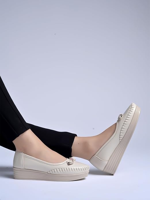 Shoetopia Womens Comfortable Loafers with Bow Design | Soft Cushion Sole | Stylish Casual Slip-On Flats for Daily Footwear