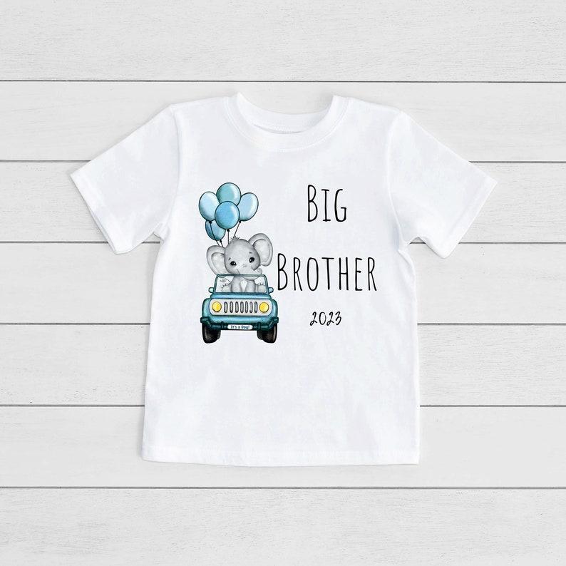 Baby Elephant Shirt, Big Brother Shirt, Baby Balloon Cotton Blend Shirt, Active Big Brother T-Shirt, Personalized Shirt 130