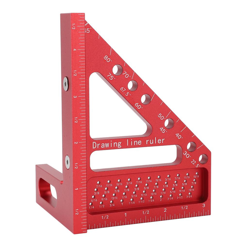 Carpenter Square Hole Scribing Ruler 45 90 Degree Aluminum Alloy 3D Measuring Ruler for Woodworking Engineering
