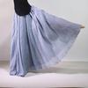 Mori Girl Cotton Linen A-Line Skirt: Elastic Waist, Long Solid Color, National Style Swing