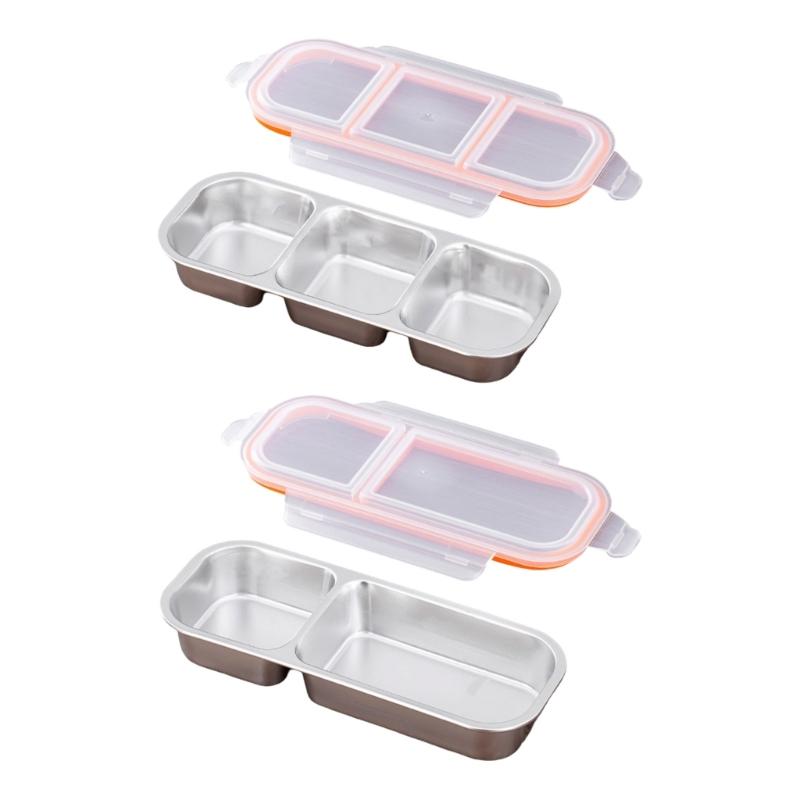 2 Pack Divided Meal Preps Container With Secures Lid Odor Resistant Dishwasher Safe Steel Snacks Box Lunch Organizers