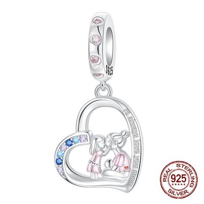 Genuine Copper I'Ll Always Love You Mom Mother And Daughter Pendant Piece Suitable For Authentic Decorative Charms Bracelets Women Jewelry Creation