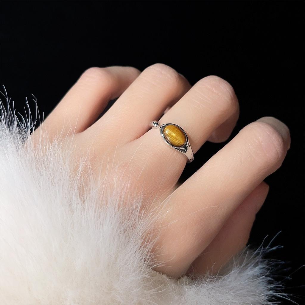 Light Luxury High-end Zircon Index Finger Ring Niche Retro Palace Style Ring Fashion Temperament Medieval Style Ring Female