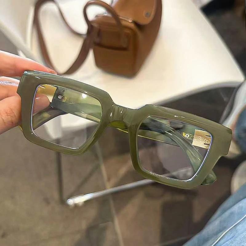 Retro High-Definition Thick Frame Square Frame Women'S Reading Glasses Fashionable Neutral High-Quality Anti Blue Light Glasses