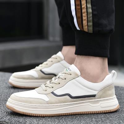 Fashion Men New Fashion Top Layer Cowhide White Casual Board Shoe Male Breathable Sport Shoes Men Genuine Leather Comfy Lace-up Sneakers