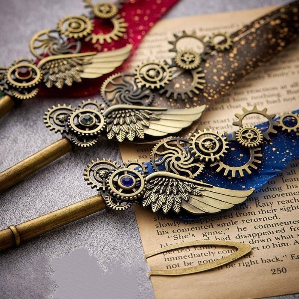 Replaceable 5 Nib Dipped In Water Pen European Style Feather Pen  Writing Accessories