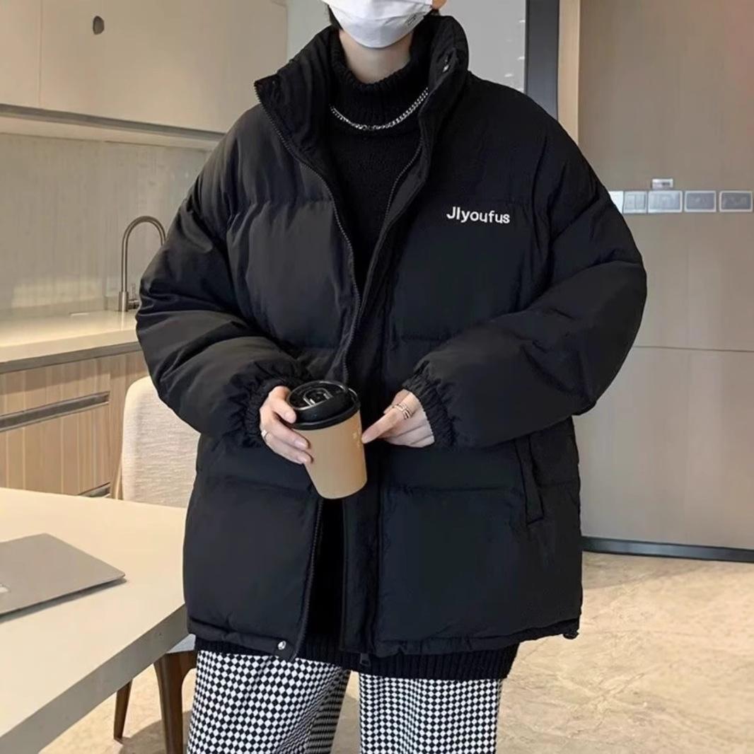

Down Jacket Gentlemen s Winter Thick Plus Size Hong Kong Wind Coat Autumn and Winter Black Light and Thin Teenagers Loose Winter Cloth Practical Use M