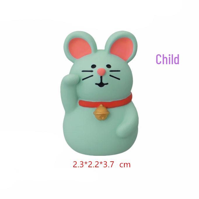 Japanese New Year Horse Zodiac Miniature: Cat Zakka Resin Craft Desktop Ornament