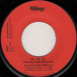 

7inch Record WINGS - Hi, Hi, Hi / C Moon 1857 Apple Records 1972 US Rock Used
