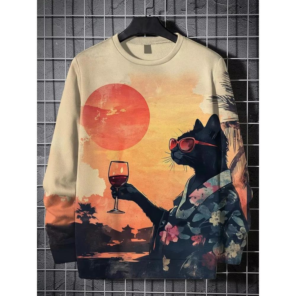 3D Cat Printed Hoodie For Men Women Oversized Hoodies Pullover Fall New In Men Round Neck Sweatshirt Fashion Unisex Clothing Top