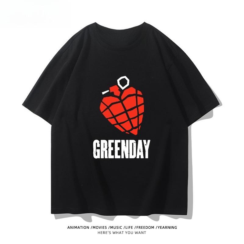 2025 Summer New Hip Hop Green Day Band Printed Graphic T Shirts Men Short Sleeve T Shirts High Quality Men's Clothes Street Wear