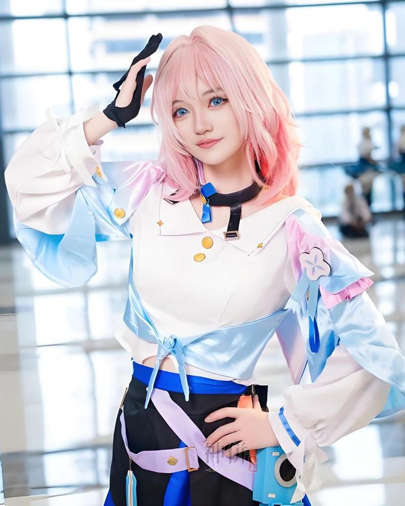 March 7th Cosplay Costume with Wig Star Rail Adult Size Fancy Cultural Stage Costume [Kamihei Ryohin] - Collapse - - Dress, Festival, Event, (with