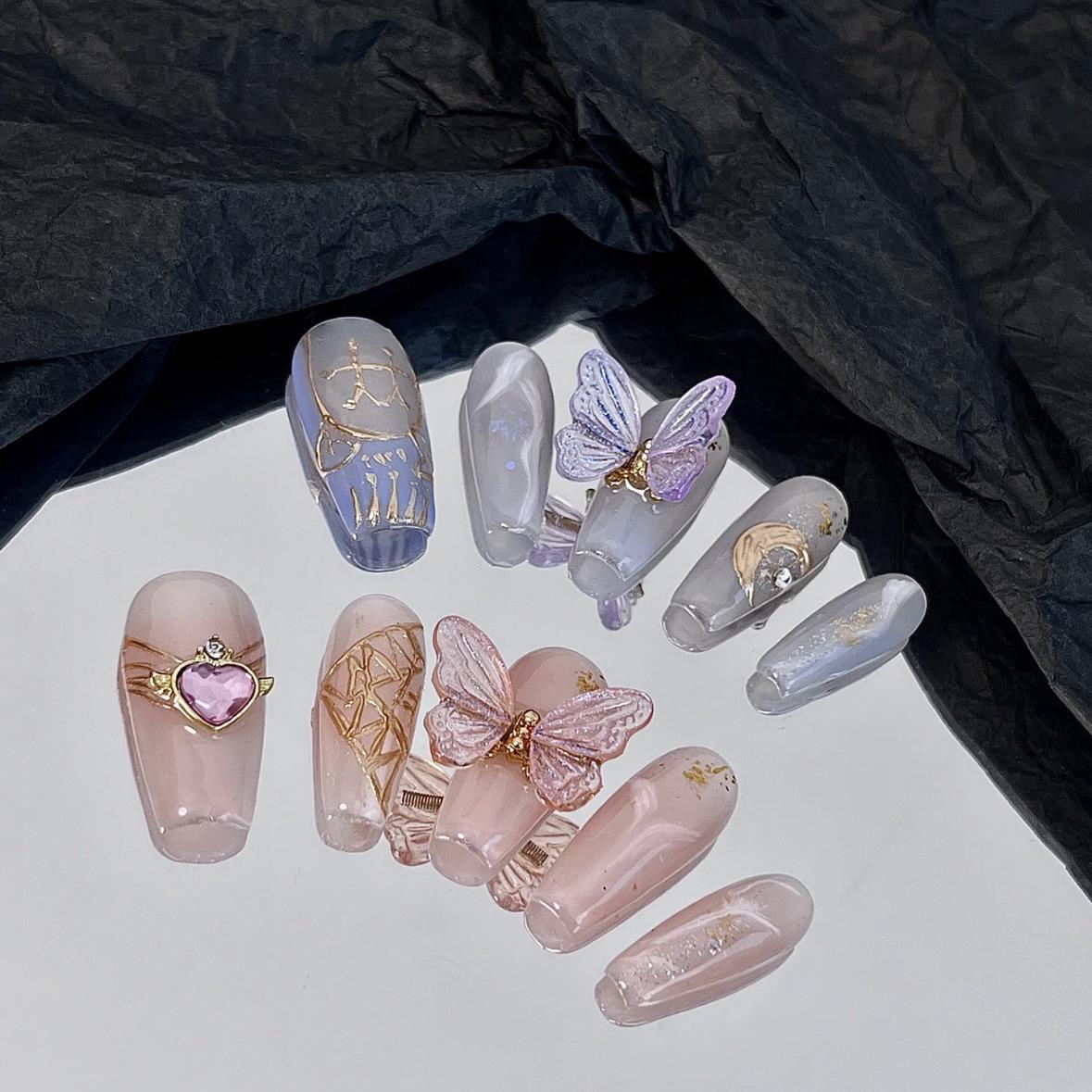 

Gemini Ombre Blue Pink Gilded Mandarin Duck Nail Art – Spring/Summer Whitening Style