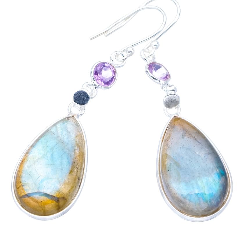 

StarGems Natural Labradorite Handmade 925 Sterling Silver Earrings 2 F5764