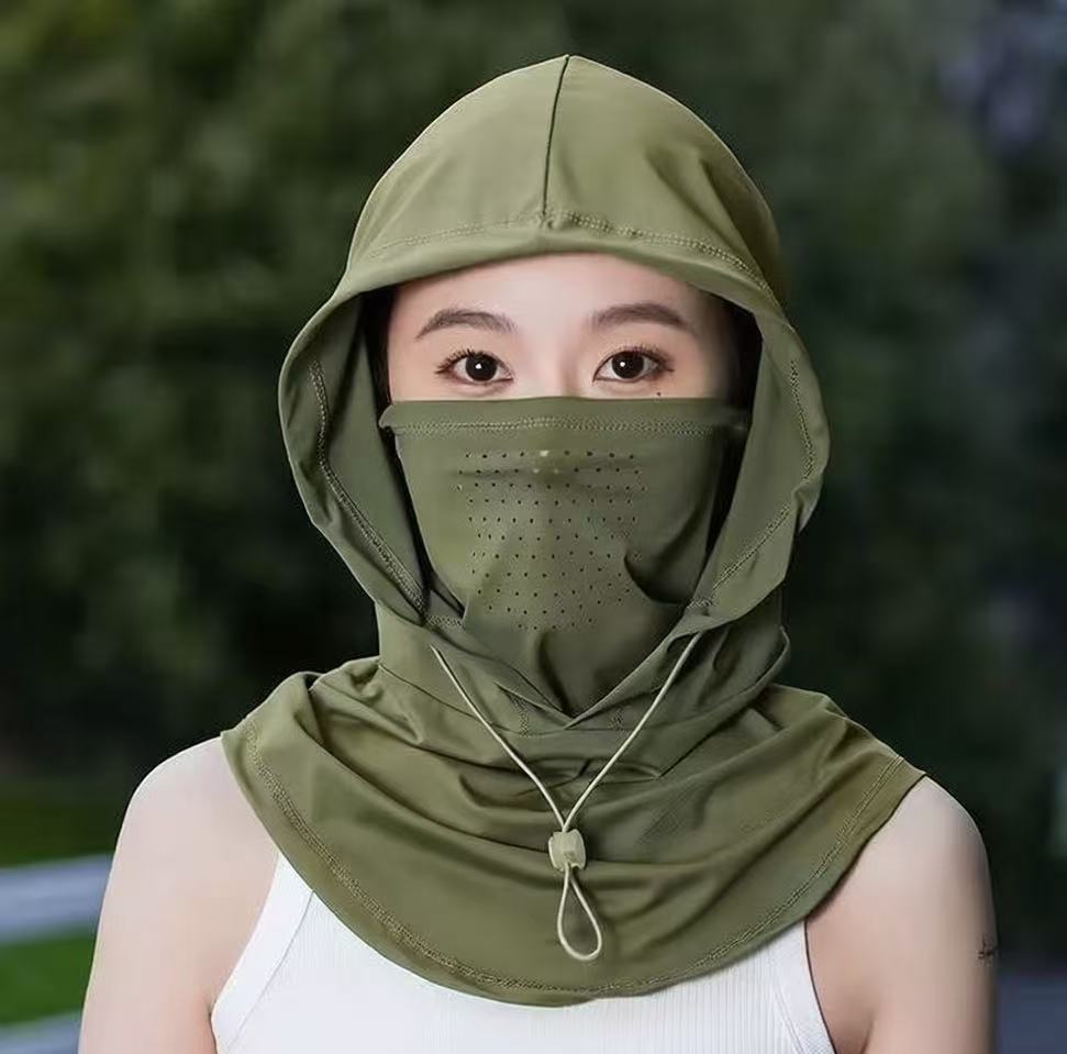 

Sun Hat with Neck Flap All in One for Men Women UV Protection Large Brim Outdoor Cycling Cap Face Mask Sun Shade Summer Cooling 1PC армія зелений колір