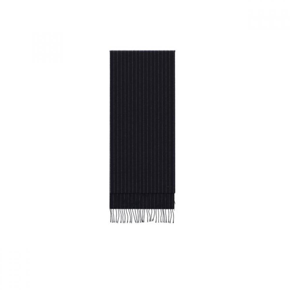 Boss Wool Jacquard Leather Logo Patch Scarf Dark Blue 50519312405 ONESI