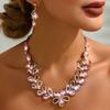 Shining Rhinestone Jewelry Set Crystal Necklace Bridal Earrings  Banquet