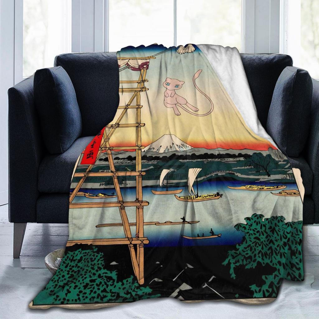 Pokemones Japanese Vintage Blanket Flannel Winter Multi-function Lightweight Thin Throw Blankets for Home Office Bedding Throws