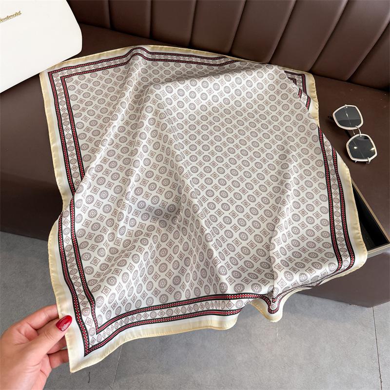 70*70cm Square Silk Scarfs for Women Retro Print Decorate Head Scarf Neckerchief Female Neck Tie Soft Hijab Foulard Hairband New