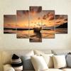 5 Panels Bootschiff Bilder Leinwandmalerei Meereslandschaft Poster und Drucke Wandkunst für Wohnzimmer Heimdekoration Ohne Rahmen