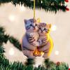 Creative Acrylic Flat 2D Cute Cat Pendant Auto Interior Car Pendant Interior Rearview Mirrors Ornament Car Decoration