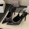 Eilyken Design Style Tassel Crystal Pointed Toe Women Pumps Buckle Strap Shoes Sexy Stripper Party Thin High Heels Sandals