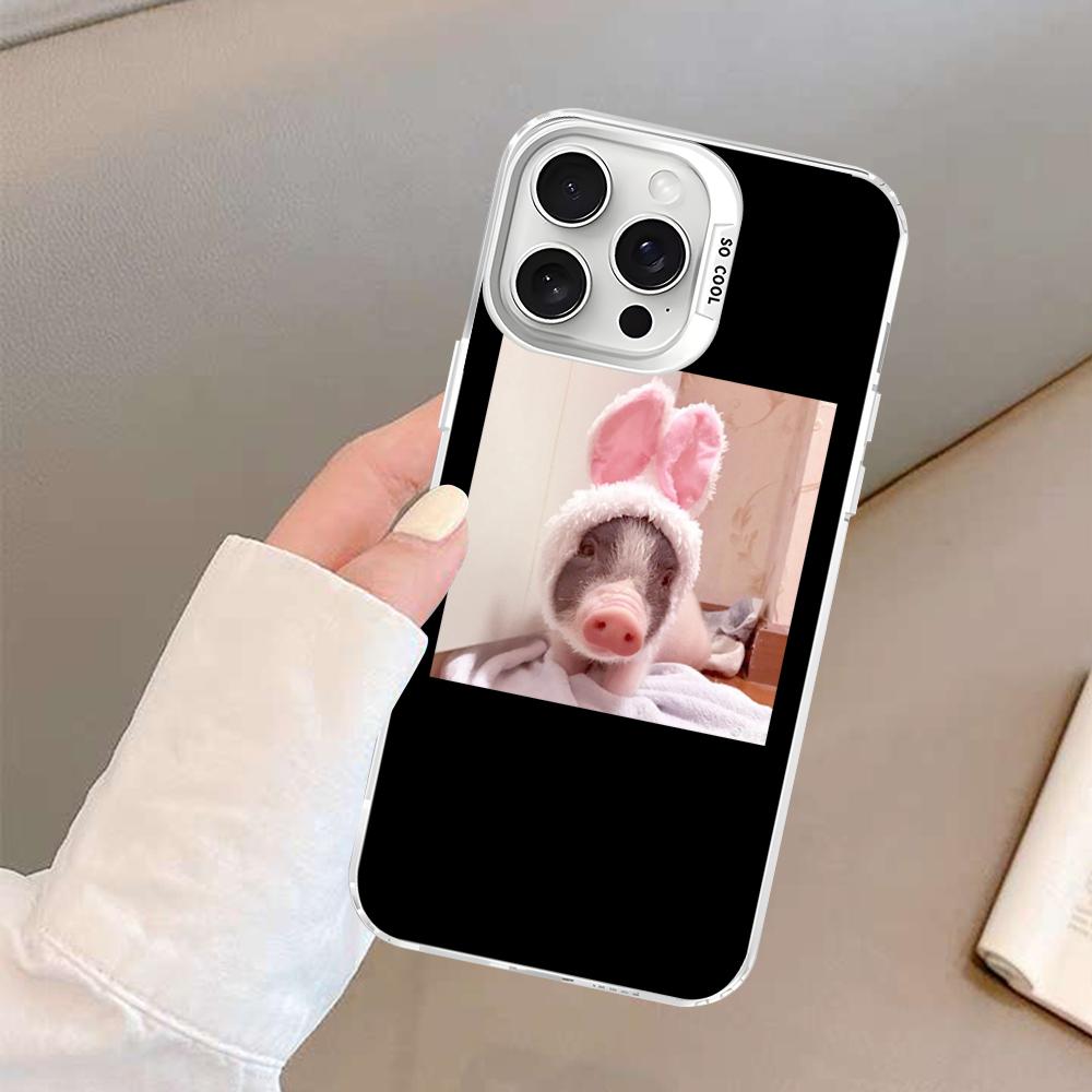 Funny Cartoon Pig Phone Case For IPhone 16 15 14 13 12 11 Pro Max X XR XSMAX 8 7 Plus Matte Shockproof Back Cover