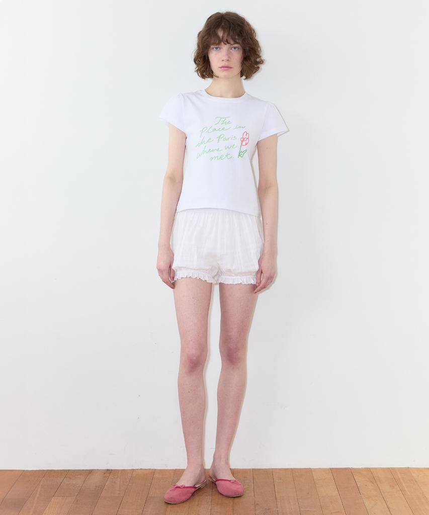 SINOON Flower Lettering Puff T-Shirt (White)