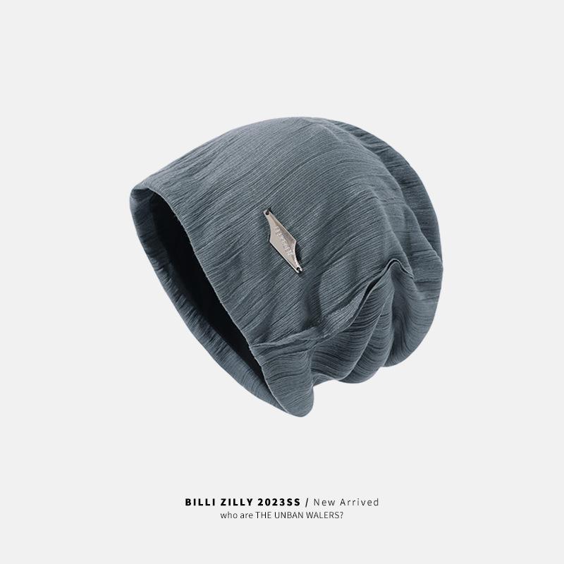 Autumn and Winter Metallic Label Cold Hat Big Head Hat Women's Face Small Pile Hat Texture Versatile Warm Pullover Hat
