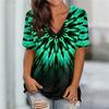 Summer V-neck 3D Printed Top Fashionable Casual Short Sleeved Women's T-shirts