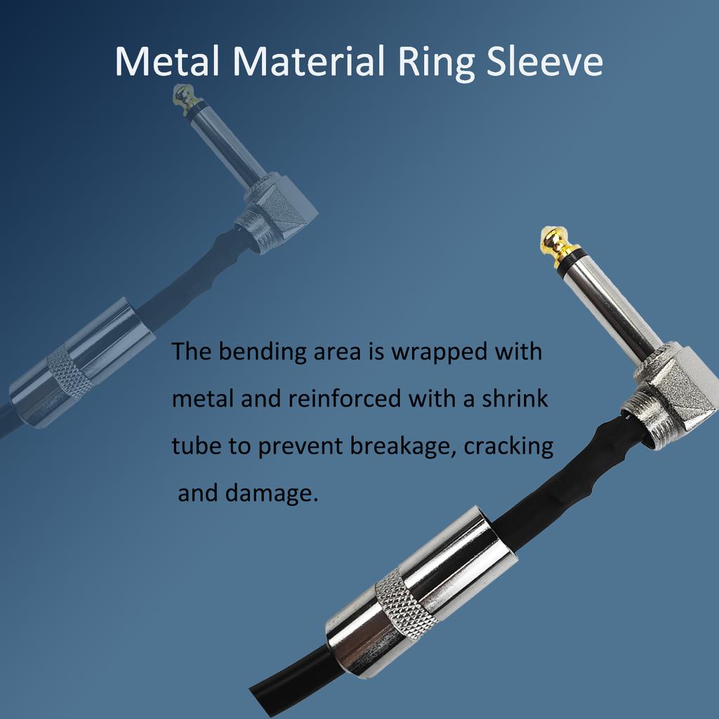 Guitar Effects Cable 15/30/50cm 1/4 Inch Right Angle Cable Instruments Patch Cord 6.35MM Electric Guitar Effect Wire Metal Head