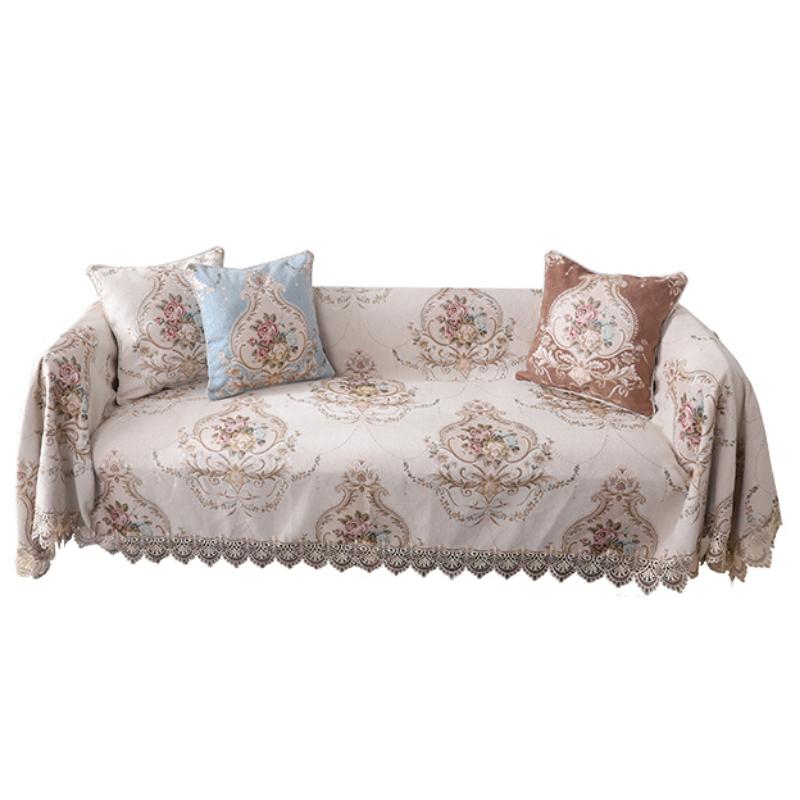 Žinylkové potahy na pohovku s krajkou, luxusní ručník, evropský styl, kompletní potah na pohovku, prachotěsný potah, 1ks