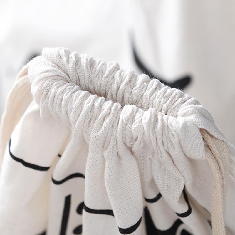 Großer Wäschebeutel aus Baumwolle und Leinen Kleidung Spielzeug Aufbewahrungstasche Druckstoff Kordelzug Seesack Schmutzwäsche Organisatortaschen