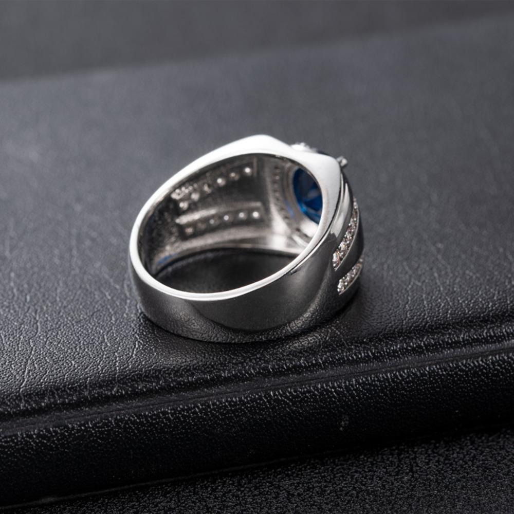 WOSIKATE Anello da Uomo Trendy Zaffiro Rame Con Zirconia Gioielli da Matrimonio moda Anello da Business Regalo per Feste Misura 6-10