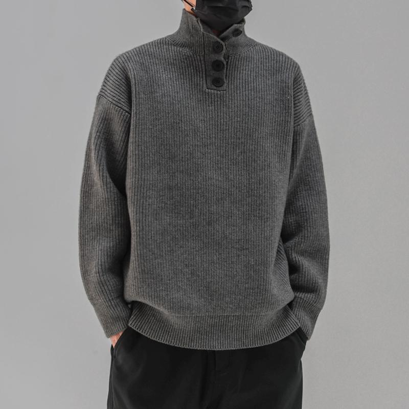 Men s Japanese Retro High-Collar Sweater - Thick & Warm Autumn/Winter Knit Pullover XL (Recommended 65-75 kg)