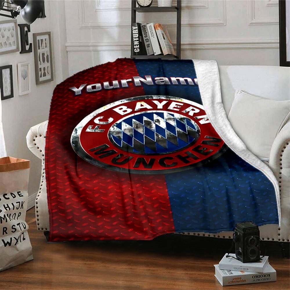 Bayern Munich Personalized Name Blanket Throw Customizable Blanket Warmthful Decor Great for Living Room Sofa Home Decor Nap Four Seasons Universal