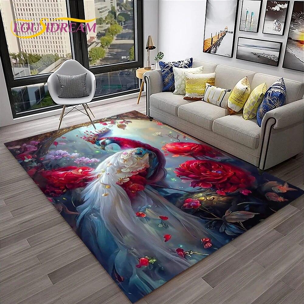 Dream Exquisite Peacock Bird Animal Koberec pro domácí obývací pokoj Ložnice Pohovka Rohožka Dekor, Koberec pro děti Neklouzavá podložka