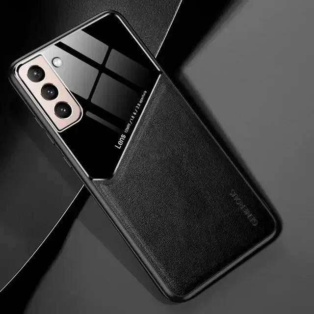 Luxury Leather Car Magnetic Protective Case for Samsung Galaxy S24 S23 S22 20 21  Note 20 Ultra S10 M55 M35 A15 Protect Shockproof Protection Cover