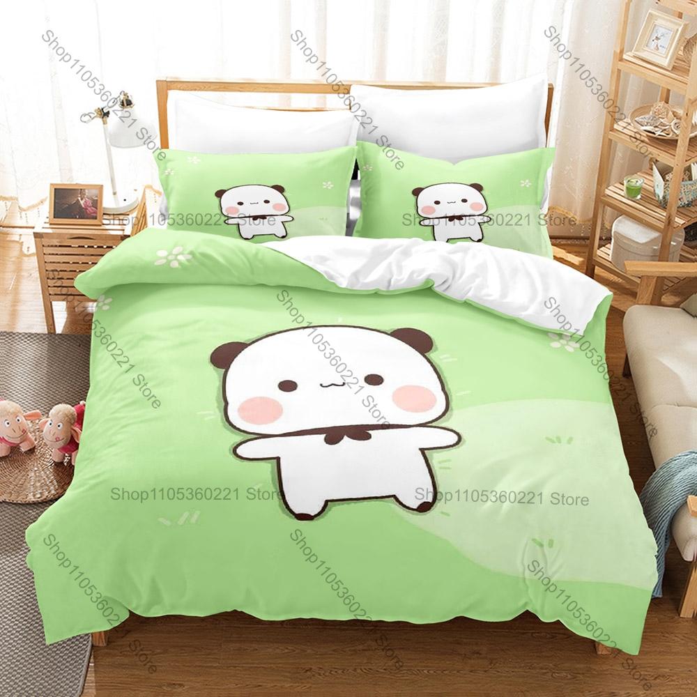 Personality Adorable Peach And Goma Cat Bedding Set New Sweet Couple Printed Duvet Cover Soft Bed Set For Girls Kids Room